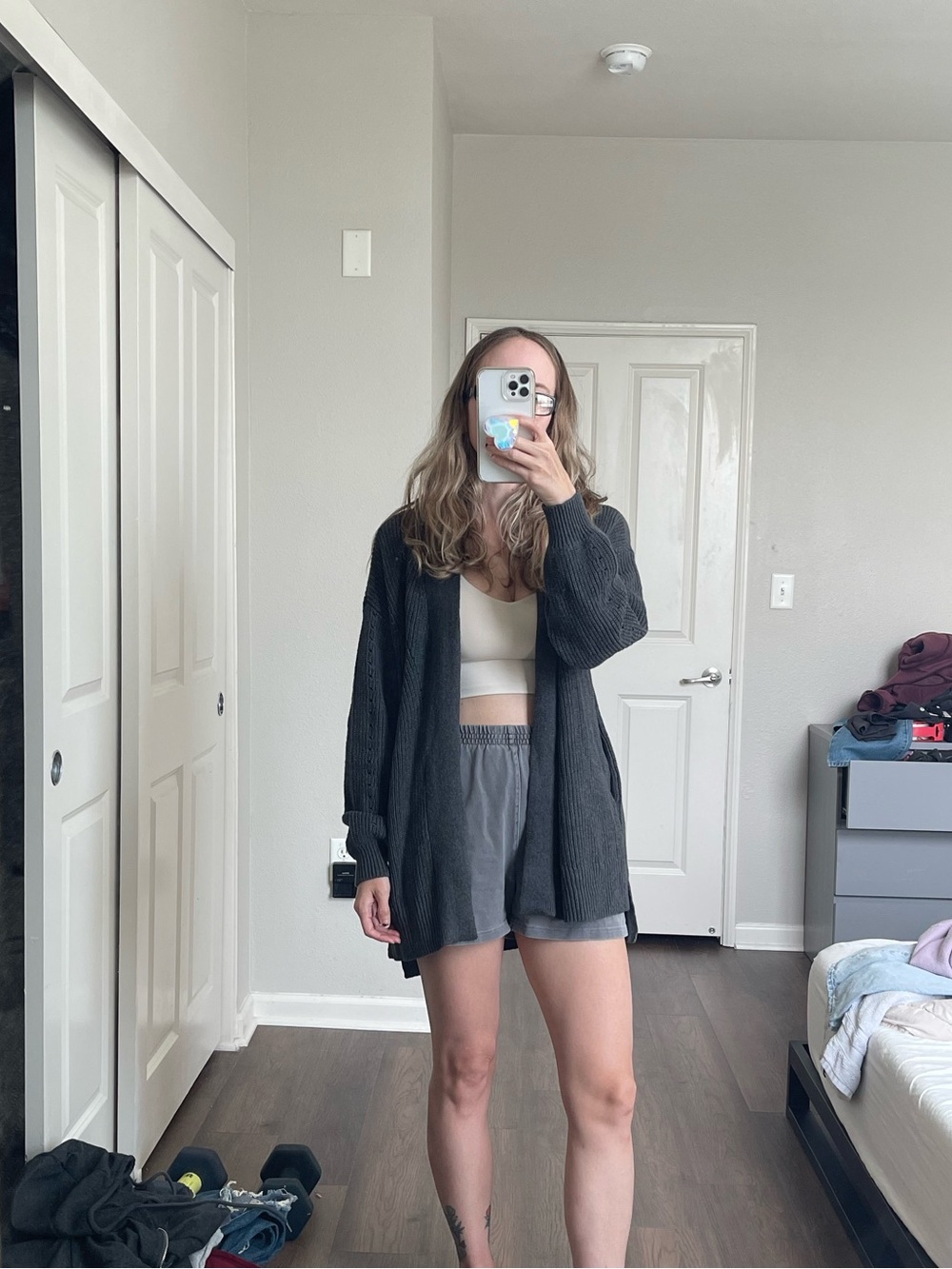 Casual Black Open-Front Cardigan